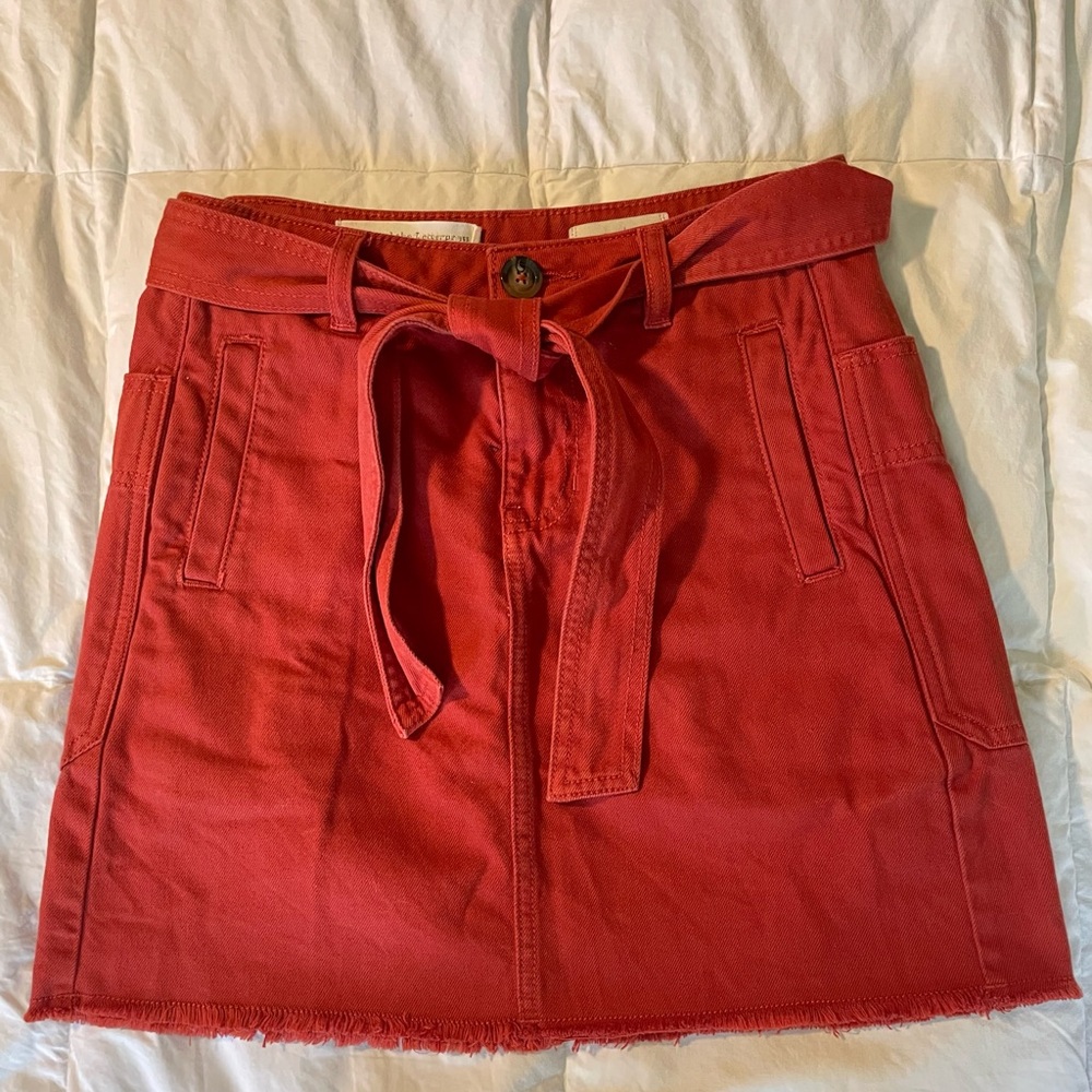 Pilcro and the Letterpress Orange Women's Denim Skirt with Belt